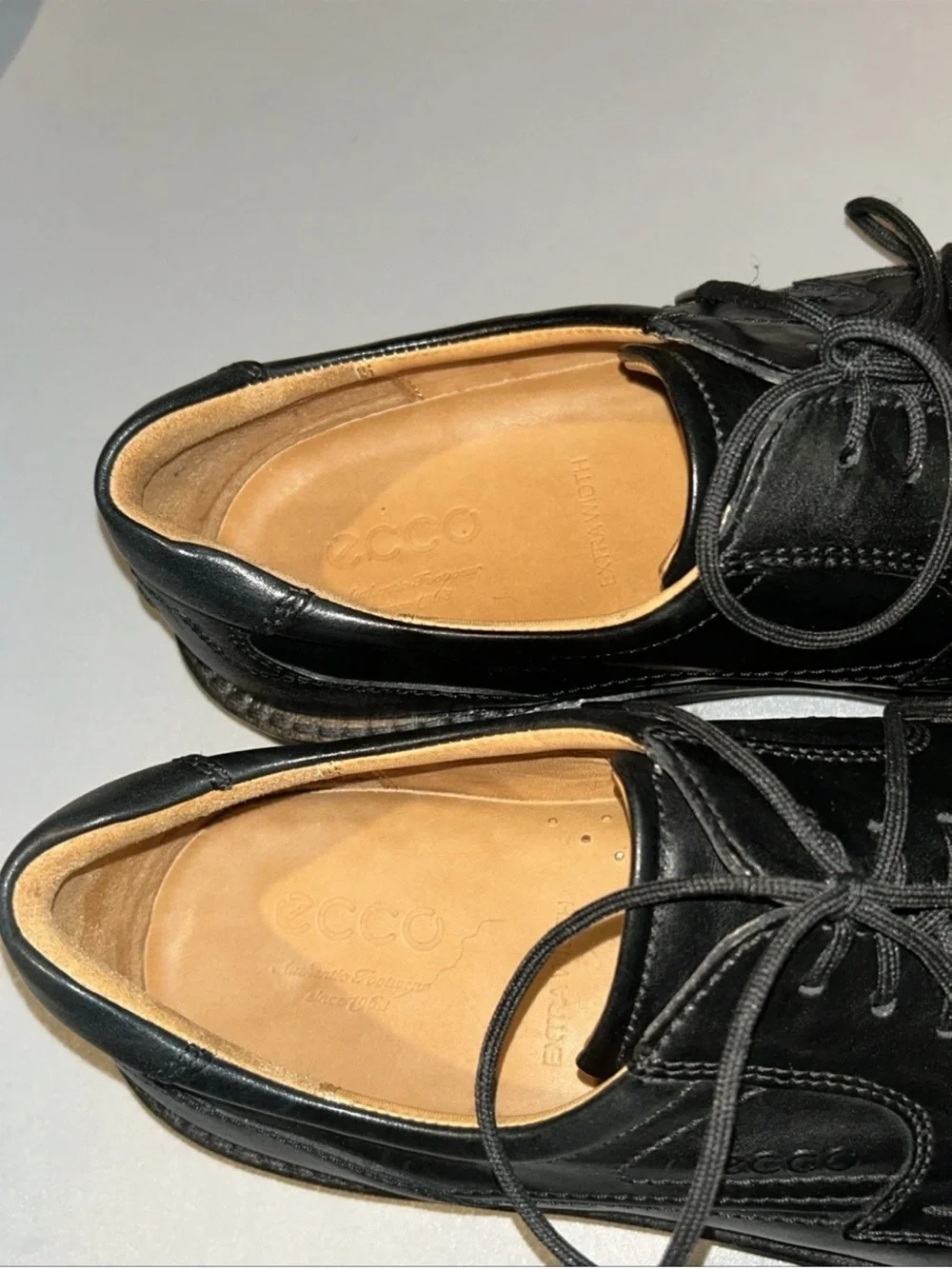 Ecco Men's Black Leather Lace-Up Dress Shoes lightweightr 13 E xtra wide